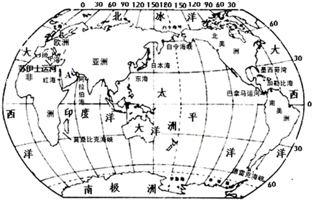 读世界大洲大洋分布图 .完成下列要求.(1)赤道