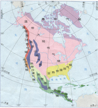 分析:北美洲气候的分布:d在线课程试题答案温带大陆性气候和亚寒带