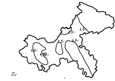 下图 为2005年重庆地区降水PH值分布情况示意