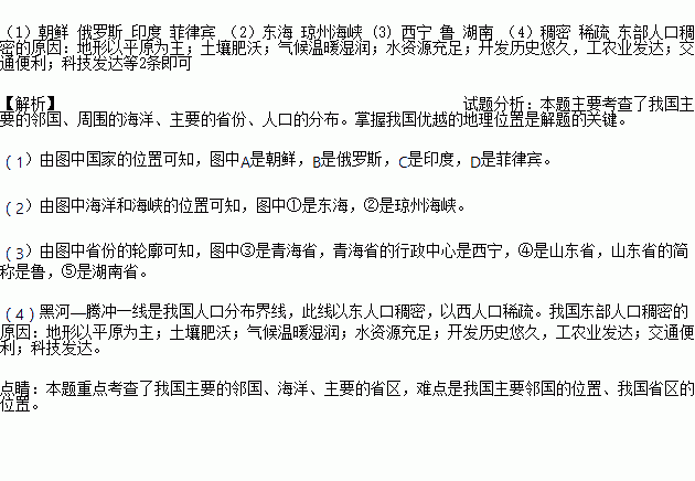 我国著名人口分布界线_我国的人口分布的界线是以黑龙江省的 和云南省的 为(3)