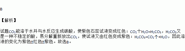 向石蕊试液中通入二氧化碳气体再进行加热溶液颜色变化顺序正确的是