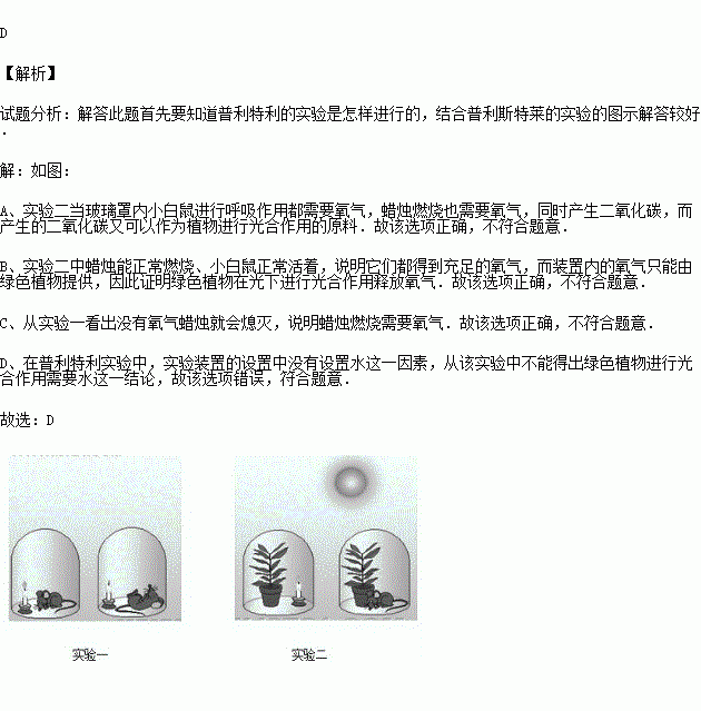 普利斯特莱的实验不能说明的是