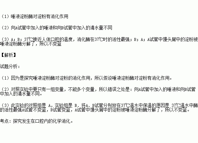 某同学要设计实验探究唾液淀粉酶对淀粉的消化作用.