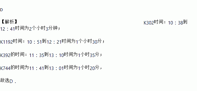.南昌到九江部分火车时刻表如下:车次K