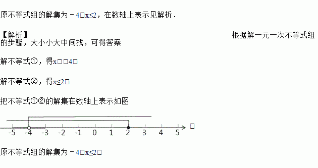 解不等式组并将解集在数轴上表示出来