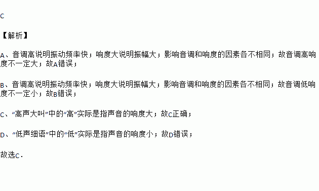 下面关于音调和响度的说法中正确的是