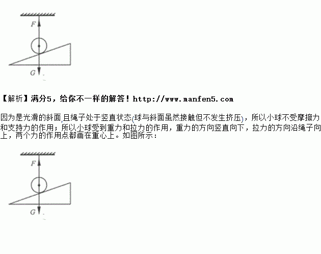 小球在竖直细绳的拉力作用下在光滑斜面上处于平衡状态.