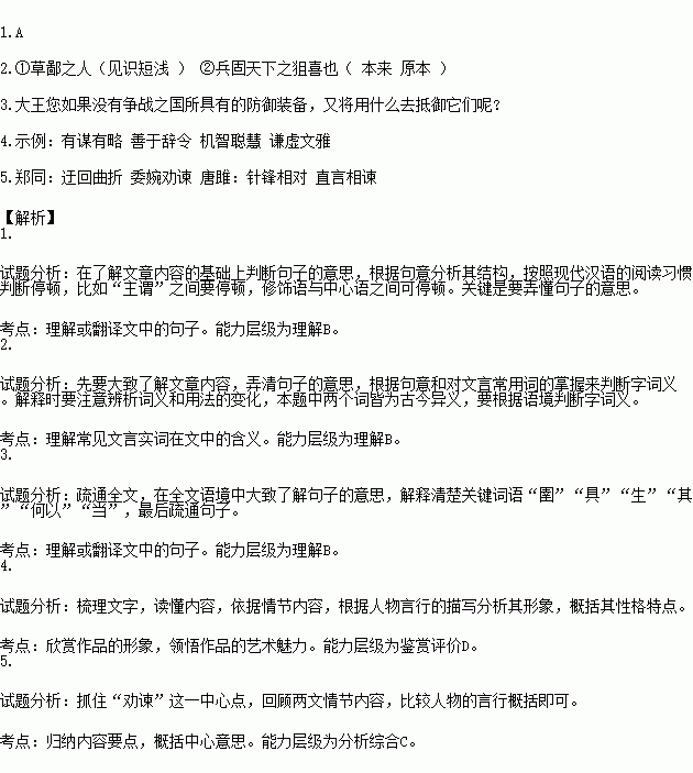 完成小题 郑同北见赵王郑同北见赵王.赵王曰"子南方之传士①也.