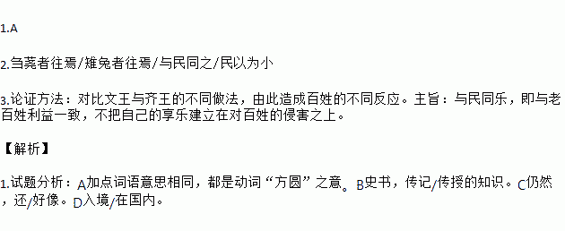 齐宣王问曰文王之囿①方七十里有诸孟子对曰于传有之曰若是其大乎曰民