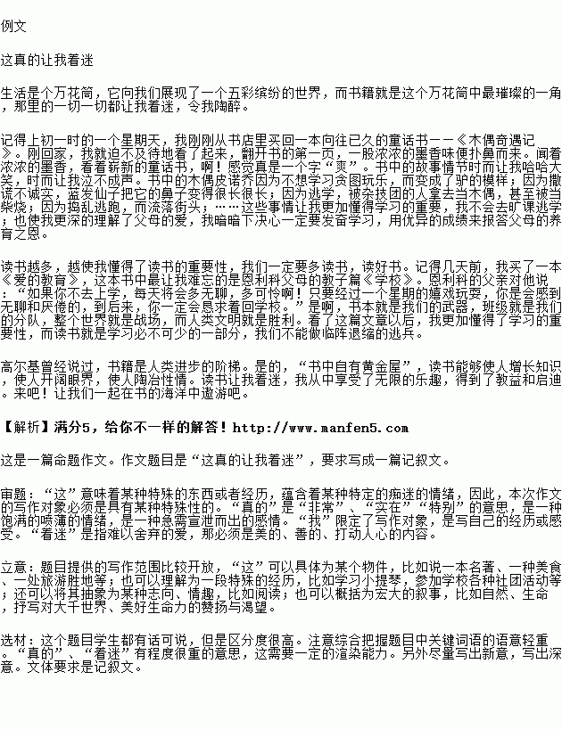 请你以"这真的让我着迷 为题.写一篇600字左右的记叙文.