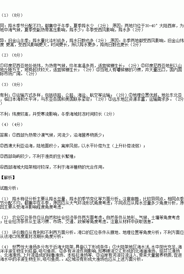 4所示为美国太平洋沿岸城市旧金山和洛杉矶气