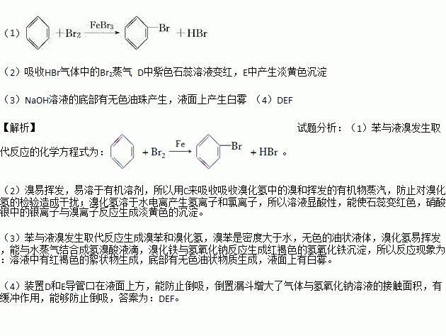 下图为苯和溴的取代反应的实验装置图,其中a为由具有支管的试管制成的