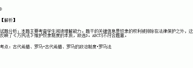 古罗马万民法规定:奴隶在法律上是`可以购买的