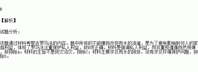 古罗马法中的排放雨水之诉 规定:除非邻人之建