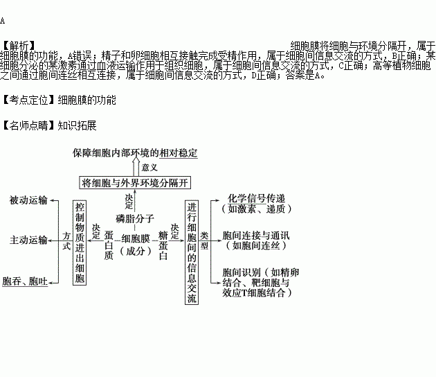 下列哪一项不是细胞间信息交流的方式