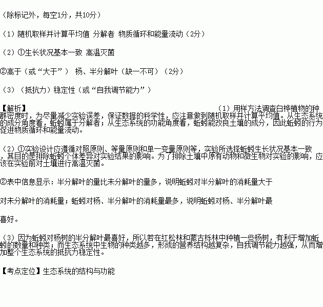 的作用.研宄者做了如下实验.(1)用样方法调查白