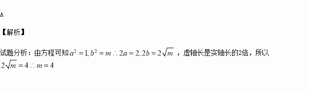 已知双曲线的虚轴长是实轴长的2倍,则实数的值是)