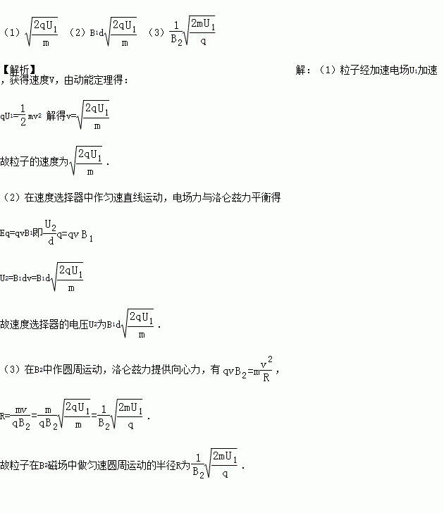 如图所示为质谱仪的原理图,a为粒子加速器,电压为u1;b为速度选择器