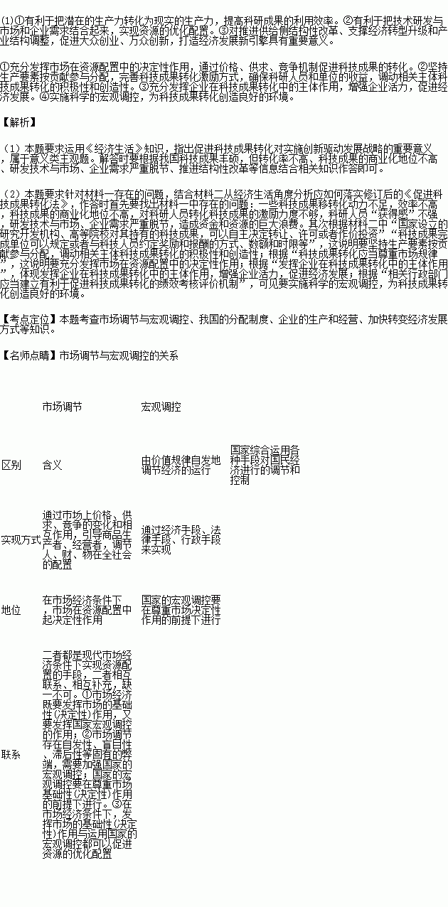 .实现创新发展的重要手段.材料一 近年来.我国科