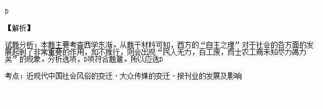 报纸的产生.发展影响了中国社会的发展进程.西