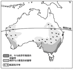 初中地理 题目详情  读下图"澳大利亚牧羊带的分布图",完成下列各题.