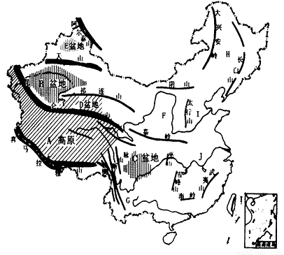 读中国主要山脉分布示意图,完成下列各题.