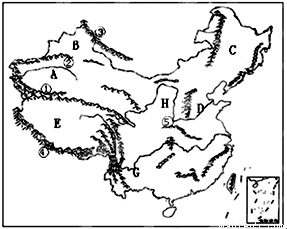 读"中国地形图"回答以下问题.(10分)