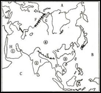 读亚洲地形分布图,回答下列问题.