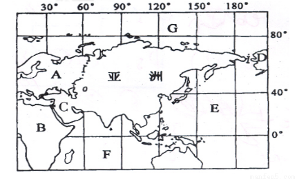 读亚洲轮廓图,回答下列问题.