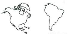 读北,南美洲轮廓图,完成下面小题