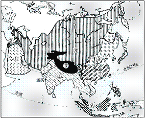 读"亚洲气候类型分布图",完成下列问题.