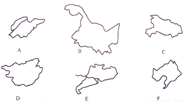 读下面我国几个省级行政区的轮廓图,用代表省区的字母填空