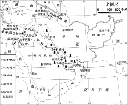 读西亚地区,回答下列问题