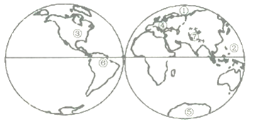 读"七大洲四大洋"图,回答下列问题
