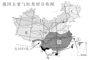 读中国气候类型图,回答下列问题.