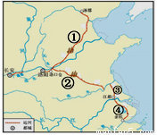 下图中流经扬州的一段大运河是( )