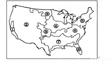 读"美国农业带分布示意图,完成下列各题.
