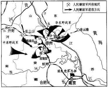 下图是一次战役的形势图,下列对其所反映的历史事件描述正确的是