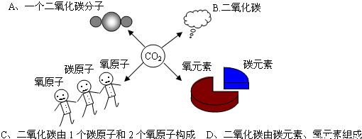 一个二氧化碳分子 b.二氧化碳 c.