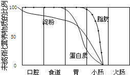 如图表示淀粉.脂肪和蛋白质在消化道各器官中的消化情况.分析图中信息