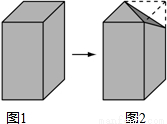 如图,图1是一个底面为正方形的直棱柱;现将图1切割成图2的几何体,则图