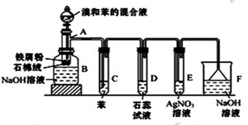 下图为苯和溴的取代反应的实验装置图.