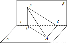 已知直二面角α-l-β.点A∈α.AC⊥l.C为垂足.B∈β.BD⊥l.D为垂足.若AB=2.AC=BD=1.则D到平面ABC的距离等于 . 题目和参考答案--精英家教网--