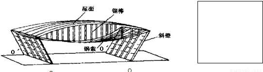 上海浦东国际机场候机楼的侧壁是倾斜的.用钢索将两边