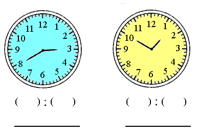 用两种写法写出钟面上的时间. 时分 时分 时分