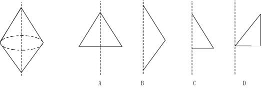 4.选择将三角形绕直线l旋转一周,可以得到如图所示主体图形的是)