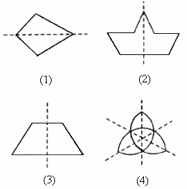 利用三角尺分别画出下列图形的对称轴.