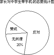 调查了某区若干名学生和家长对中学生带手机现象的看法,统计整理并