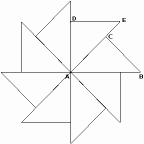 三角形,∠c和∠ade都是直角,点c在ae上,Δabc绕着a点经过逆时针旋转后