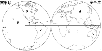 读七大洲.四大洋分布图.回答(1)写出图中字母代表的大洲和大洋 a.